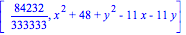 [84232/333333, x^2+48+y^2-11*x-11*y]